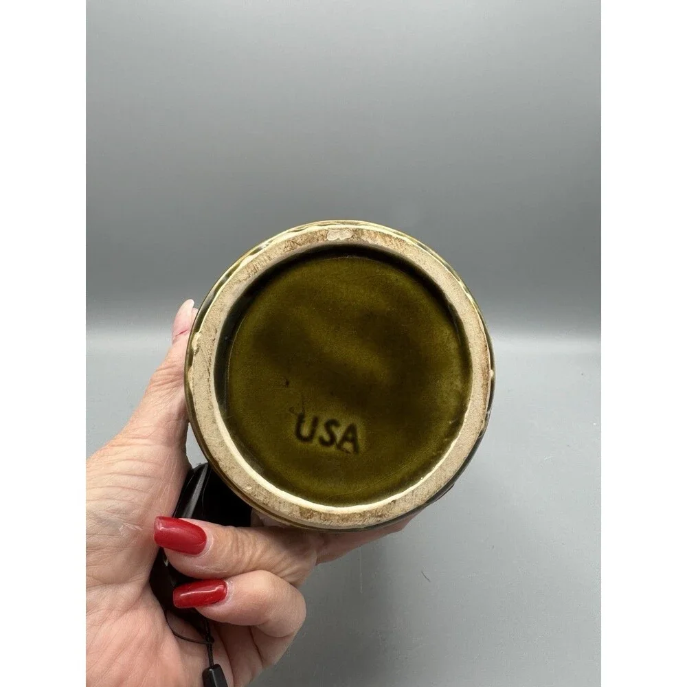 Vintage MCM McCoy Floraline Atomic Starburst Vase Olive Green 1960’s USA